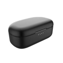 Black charging case with LED indicator for wireless earbuds
