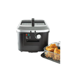 Electric deep fryer with stainless lid and removable frying basket