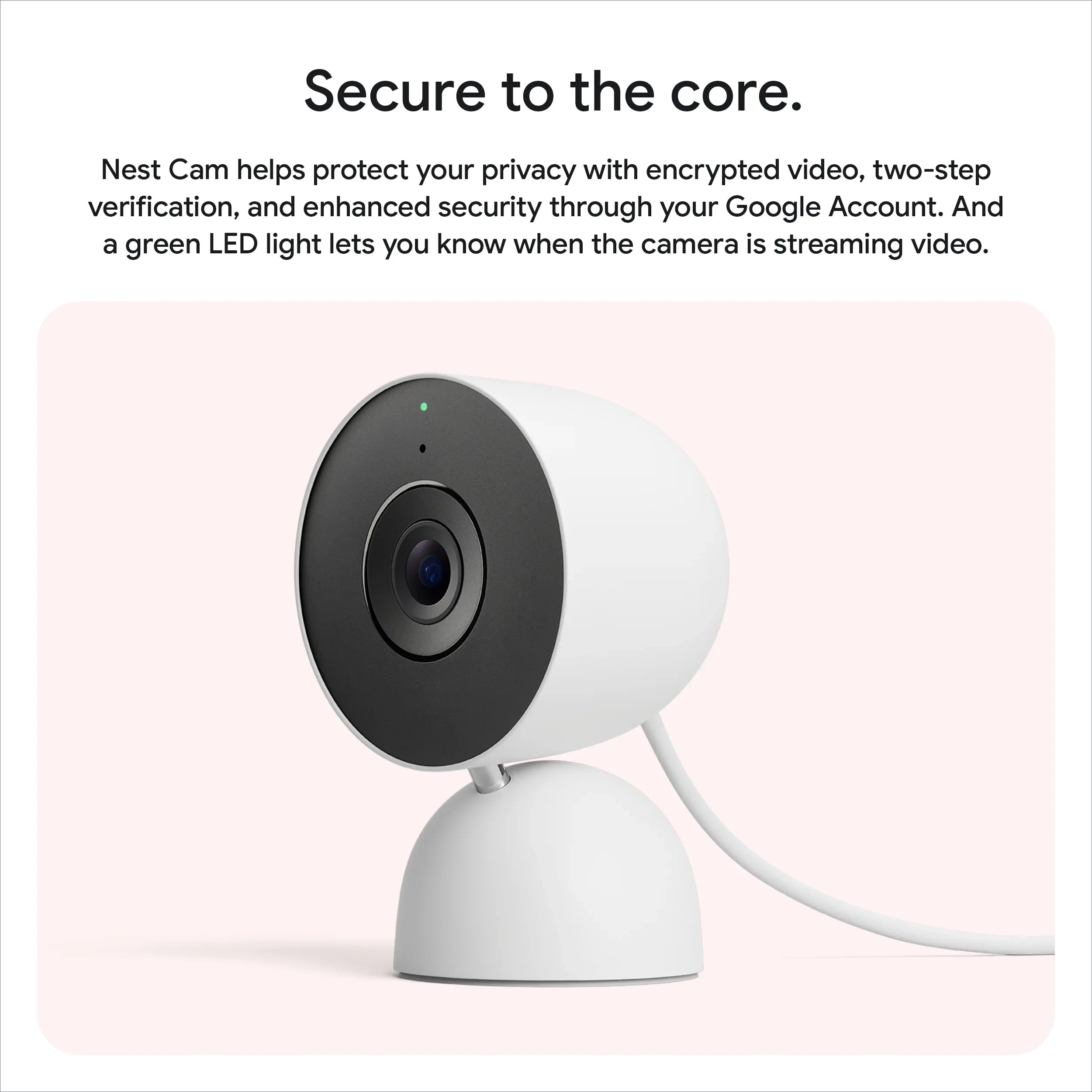 Google Nest Cam Indoor (Wired, 3rd Gen) - Indoor Security Camera with 2K Video - Works with Google Home - With Gemini - Berry