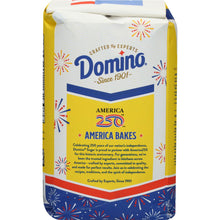 Granulated cane sugar bag back panel with America 250 information and branding
