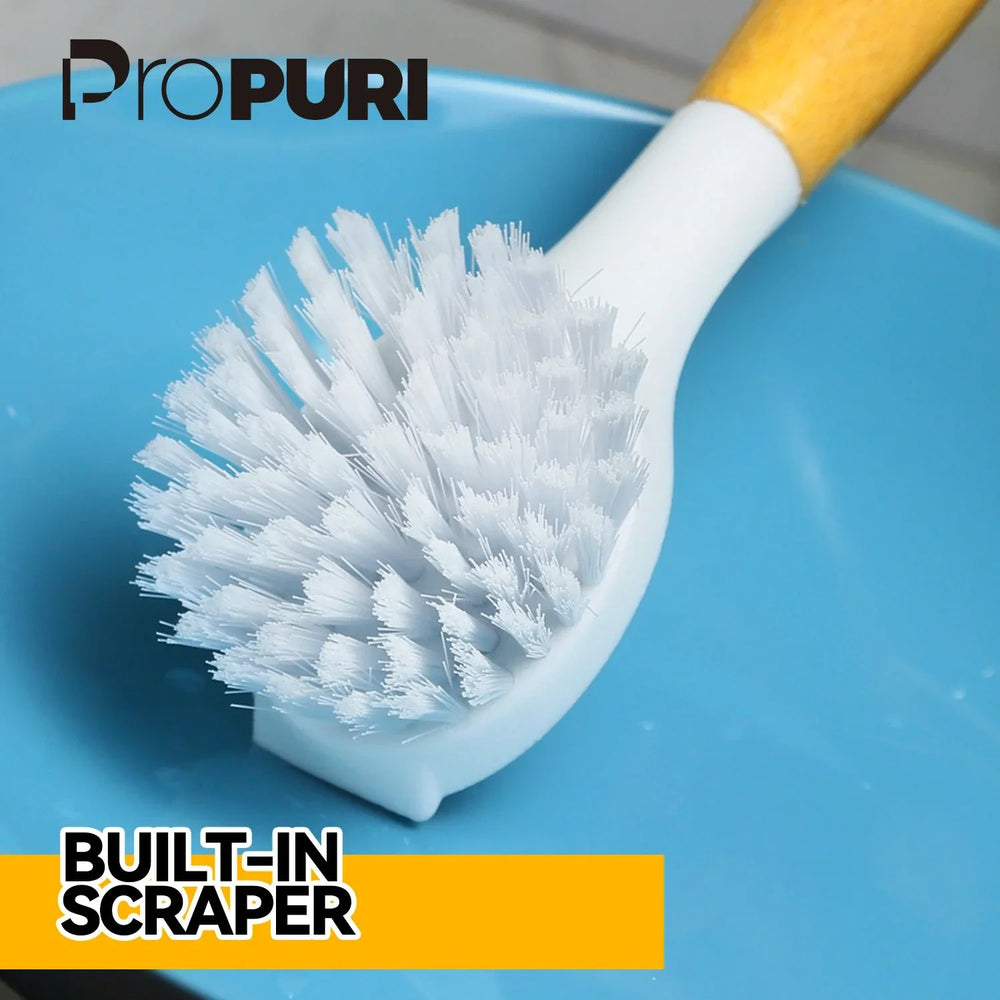 propuri Dish Brush Set with Bamboo Handle, Kitchen Scrub Brush,3 Pack Yellow White Black - USA MEGA SHOP