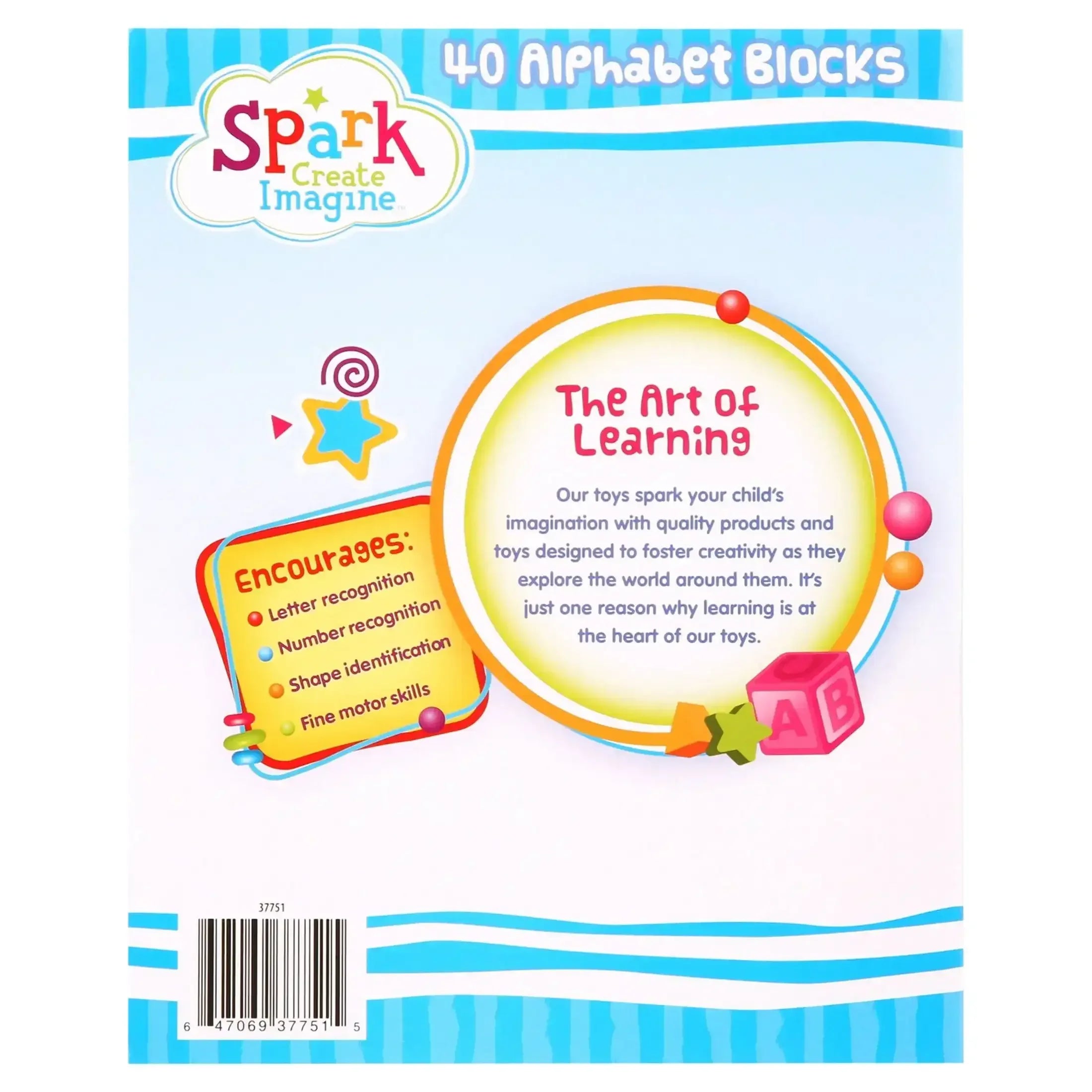 Spark Create Imagine ABC Wooden Blocks, 40 Pieces, Baby and Toddler Toys for Ages 18 months and older - USA MEGA SHOP