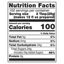 Nutrition Facts label for iced tea peach drink mix