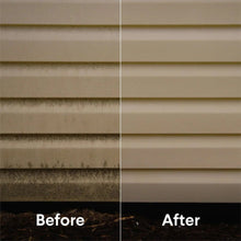 Disinfecting bleach cleaning results, before and after on exterior siding