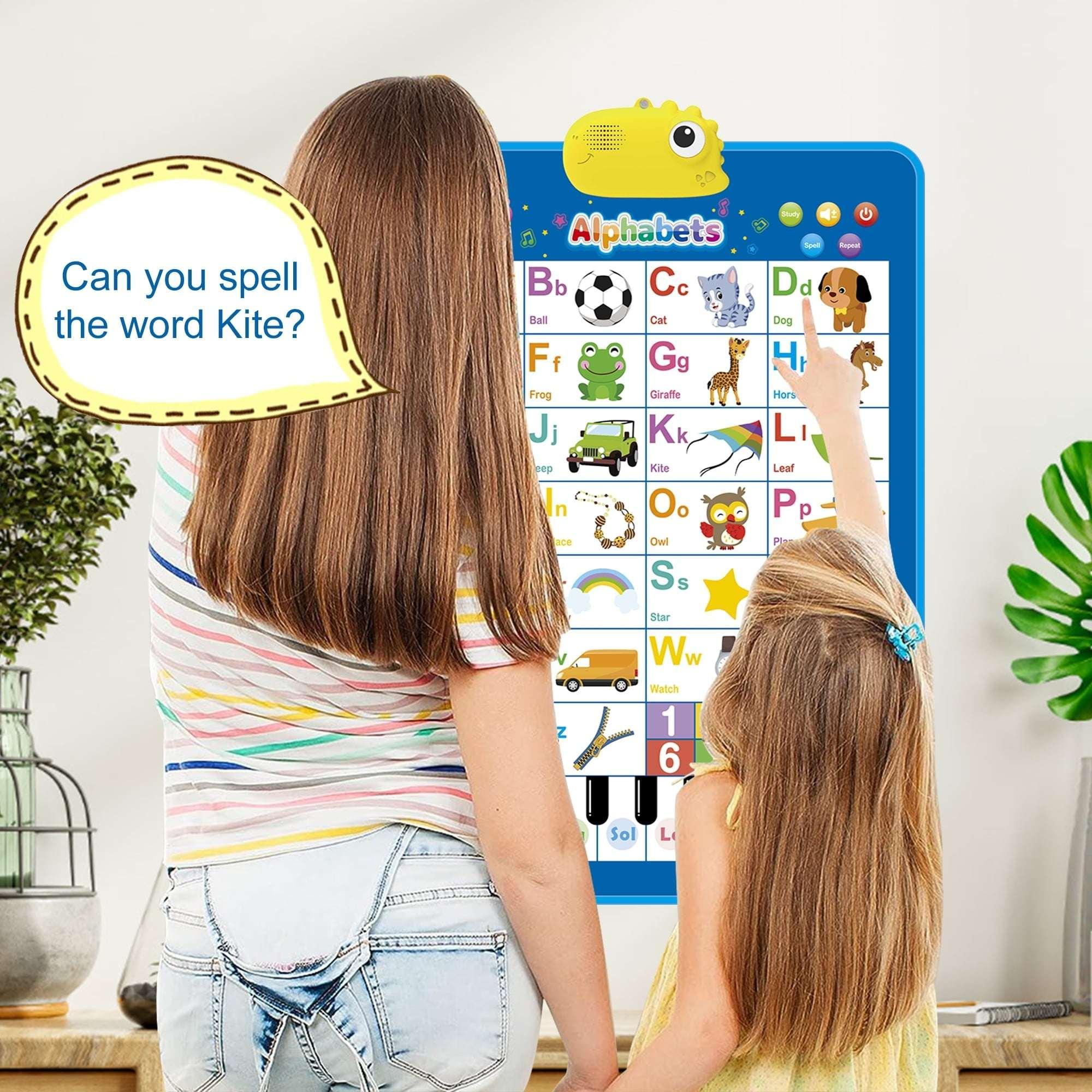 Richgv Upgraded Electronic Alphabet Poster Toddler Toys, Interactive Toys Alphabet Wall Chart, ABC Chart for Toddler, Montessori Learning Toys for Kid 1 2 3 4 Year