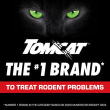 Tomcat brand graphic with green cat eyes