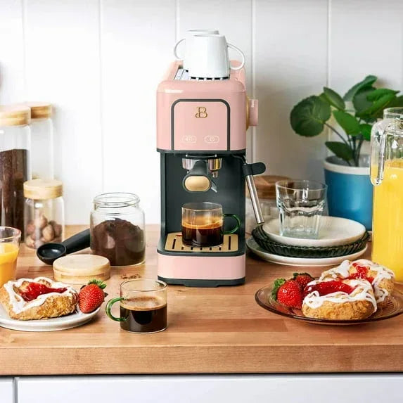 Beautiful Slim Espresso Machine with 20-Bar Pressure, White Icing by Drew Barrymore