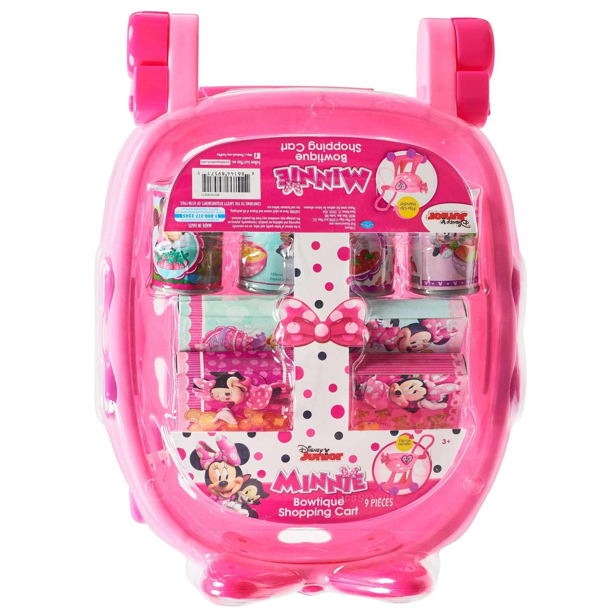 Disney Junior Minnie Mouse Bowtique Shopping Cart, 9-piece Plastic Grocery Set , Ages 3 and up - USA MEGA SHOP