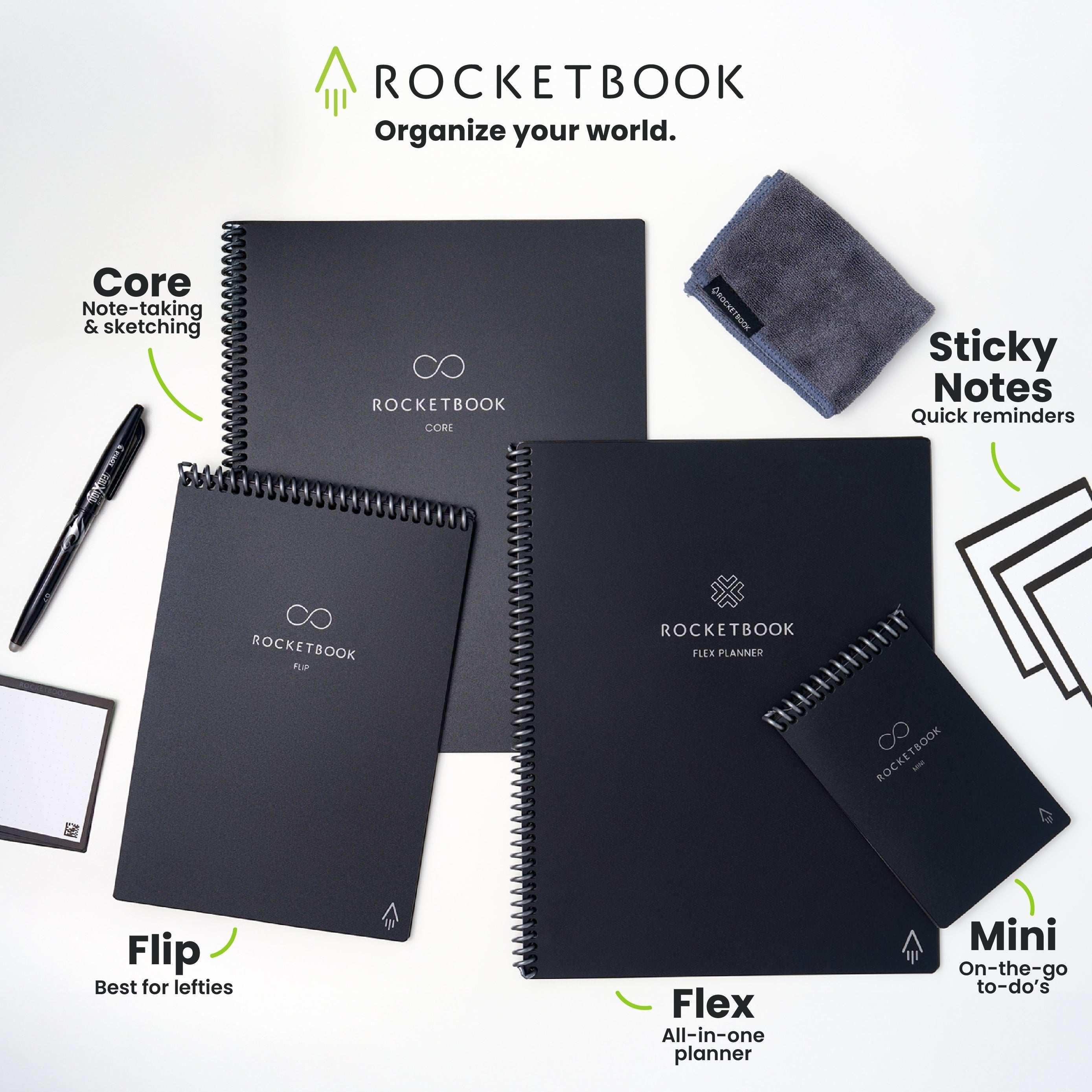 Rocketbook Smart Reusable Core Notebook - Dotted, Executive Size, Black - USA MEGA SHOP