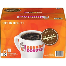 Dunkin' Donuts Original Blend medium roast coffee pods box with barcode