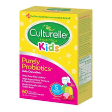 Culturelle Kids probiotic chewable tablets box, side panel with label text and icons
