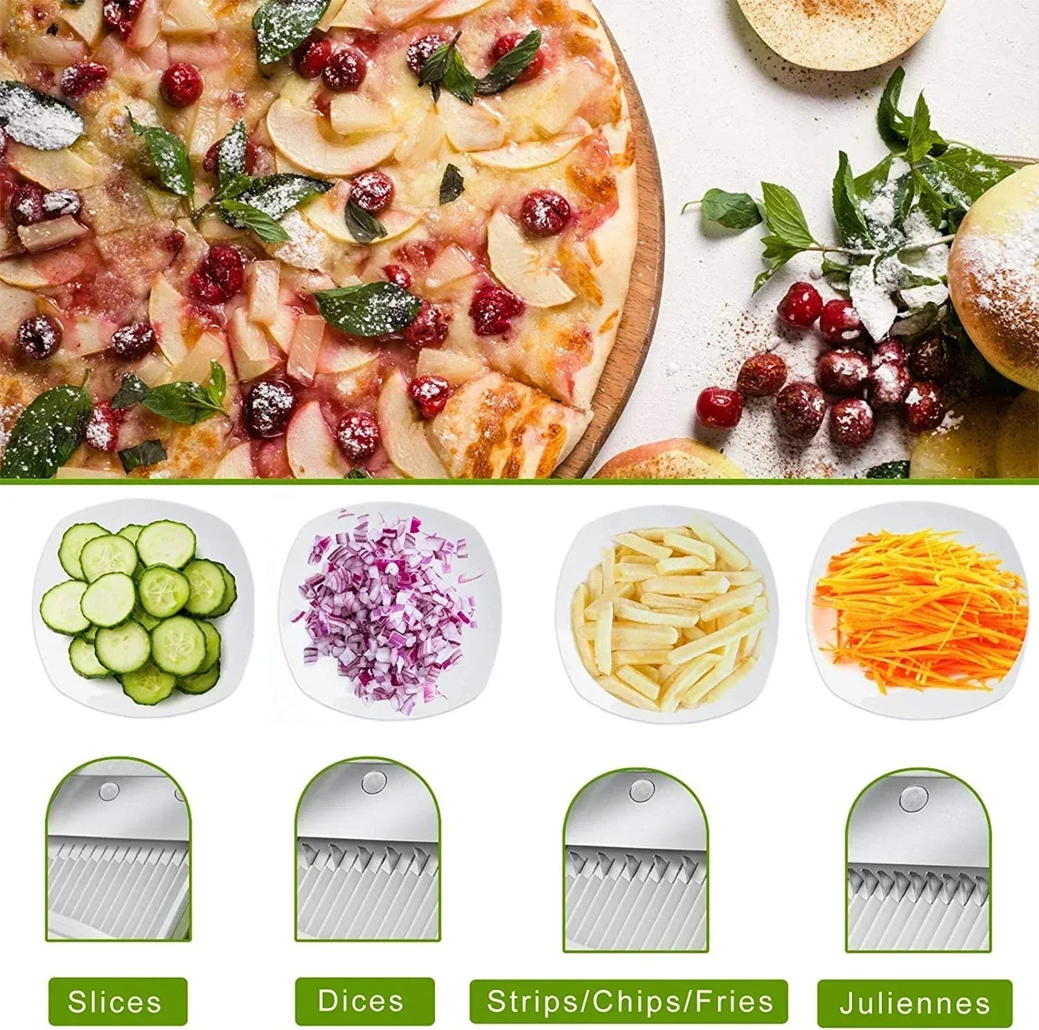 Mandoline Slicer for Vegetables Fruits, Adjustable Thickness Stainless Steel Food Cutter & Chopper, Safe and Quick Meal Preparation - USA MEGA SHOP