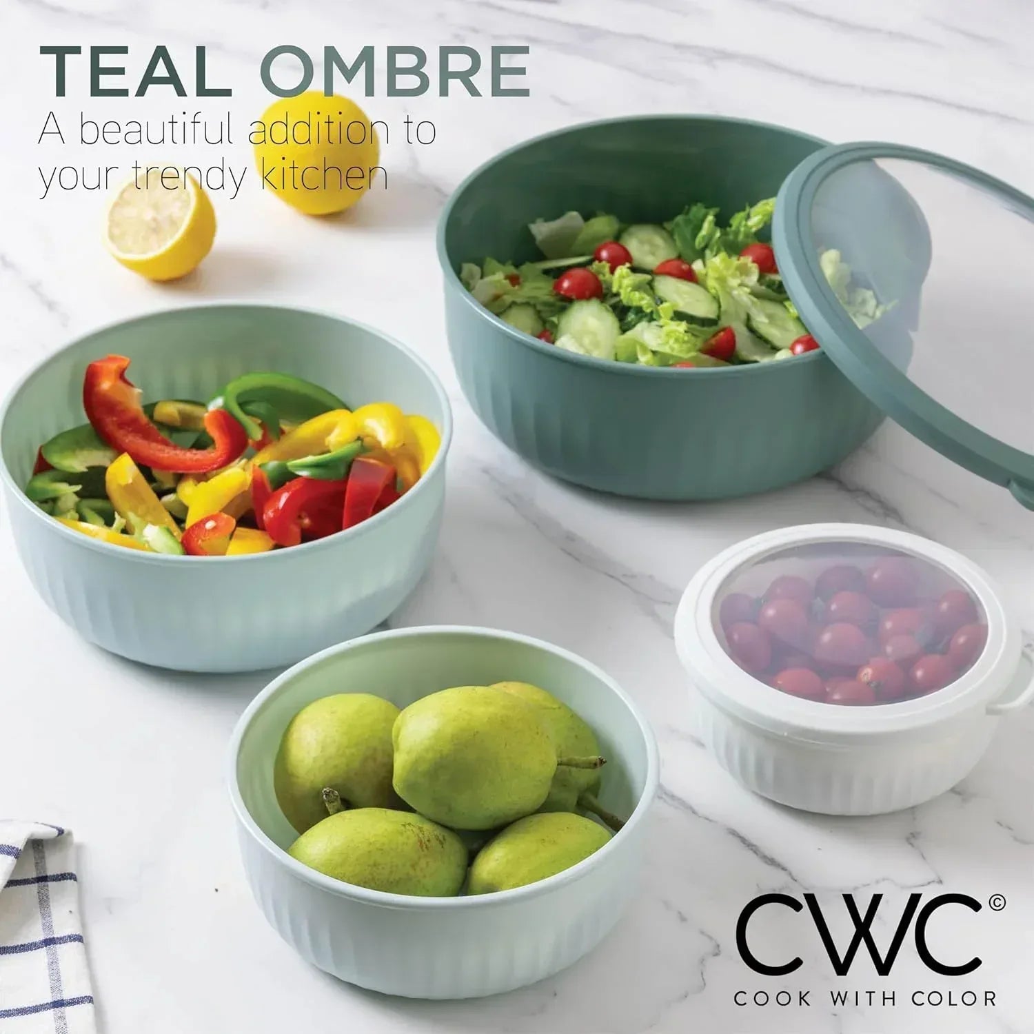 COOK WITH COLOR Meal Prep Containers Wide Mixing Bowls Food Storage Containers with Lid - USA MEGA SHOP