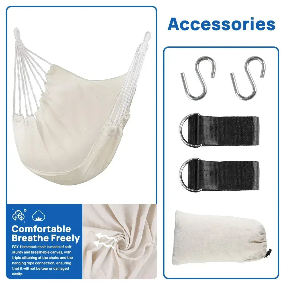 FGY Hammock Chair Swing Portable Canvas Camping Hanging Seat for Outdoor Indoor - USA MEGA SHOP
