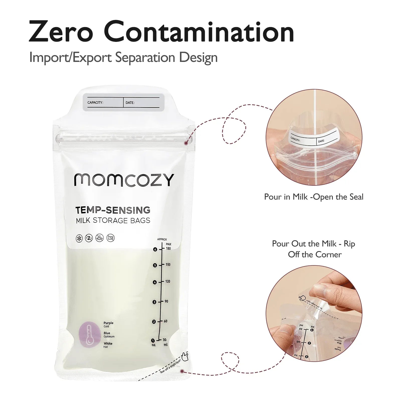 Momcozy Baby Bottle Warmer, 6-in-1 Smart Temperature Control, Fast Baby Food Heater, Steam Sterilizer & Momcozy Breastmilk Storage Bags, Temp-Sensing Discoloration Milk Storage Bags, 180ml/120 Count - USA MEGA SHOP