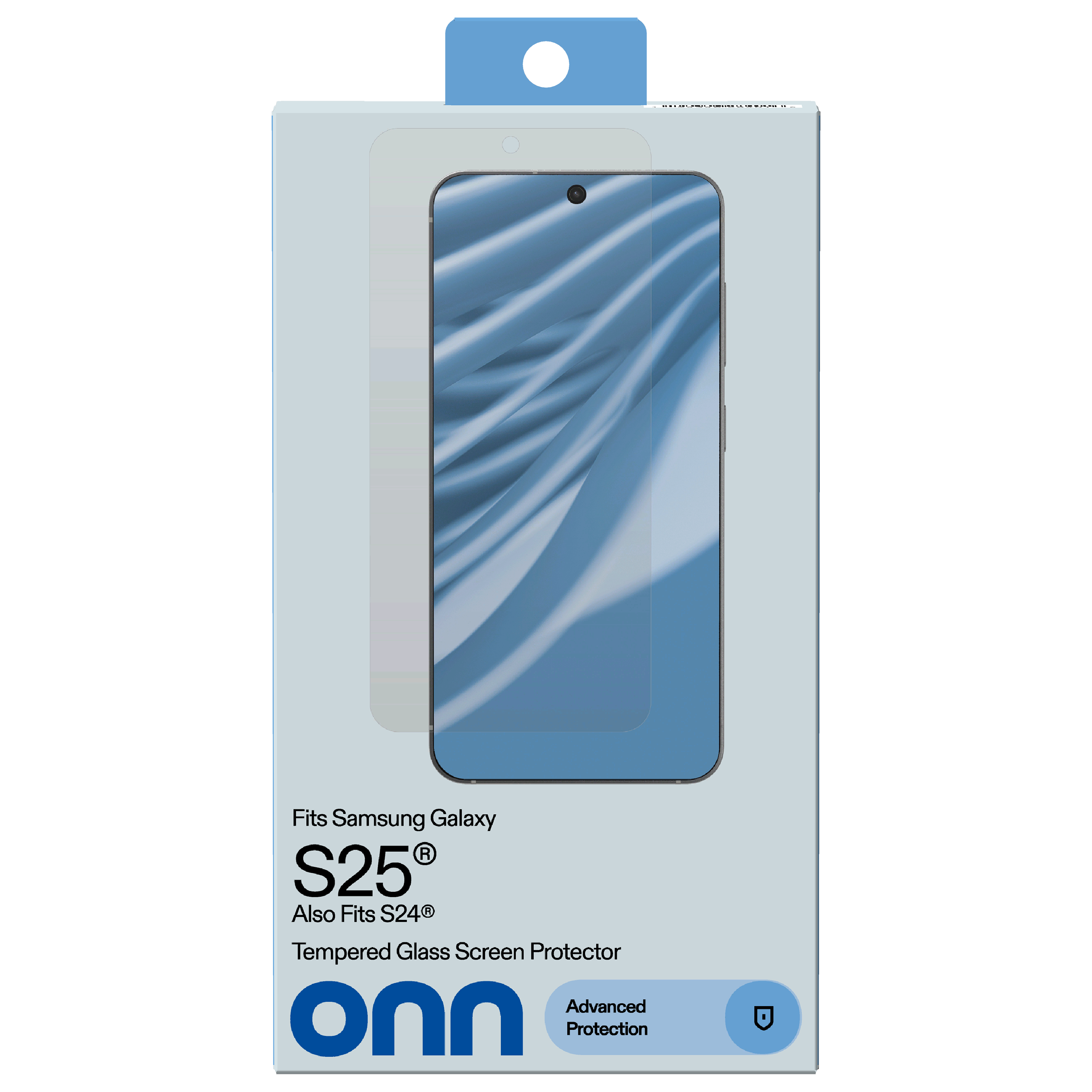onn. Glass Screen Protector for Samsung Galaxy S25 and Samsung Galaxy S24 with Easy Installation Box