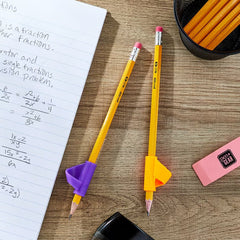 Two pencils with silicone grips in purple and orange, Pen+Gear