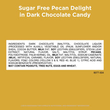 RUSSELL STOVER sugar free pecan delight candy ingredients panel on package