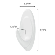 Slate terrace hook, medium, white wall hook with adhesive pad, side view