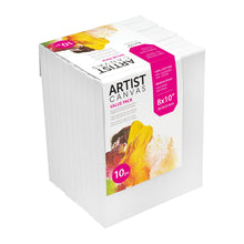 White stretched canvas value pack, 8x10 inch, 10-pack, cotton canvas panels