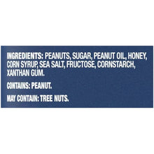 Ingredients strip: peanuts, sugar, peanut oil, honey, sea salt, spices