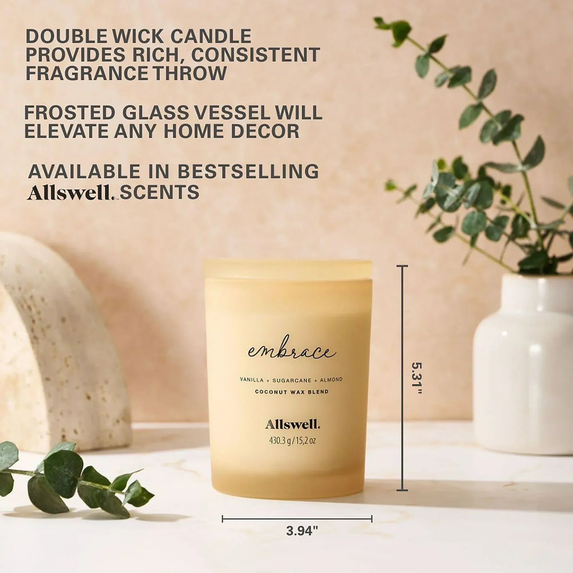 Allswell Scented 2-Wick Spa Jar Candle 15oz.