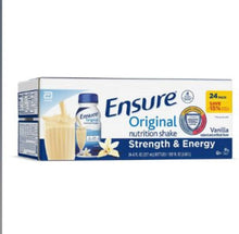 Ensure Original vanilla nutrition shake 24-pack carton with bottle and pack text