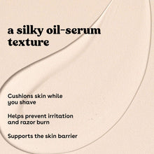 Oil-serum texture swatch for cashmere shave oil, smooth glossy cream surface