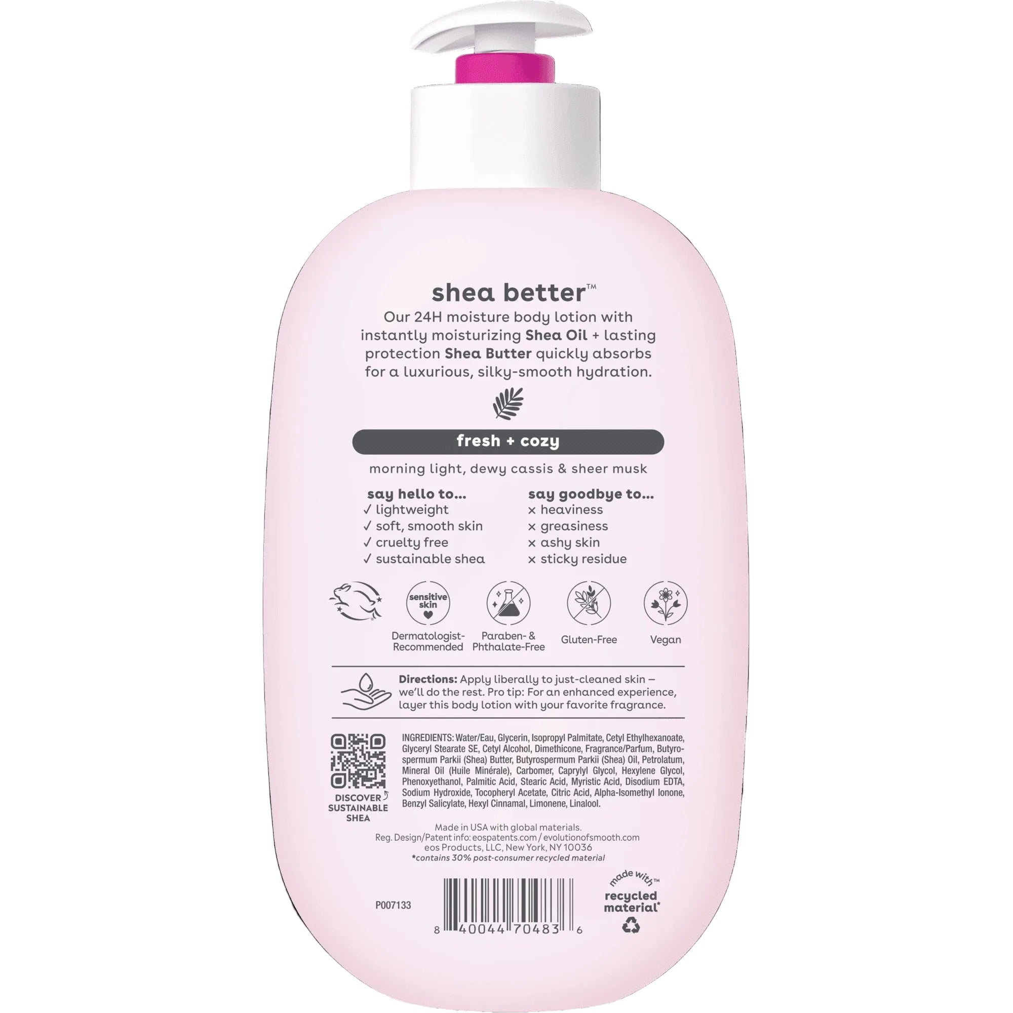 eos Shea Better Body Lotion- Fresh & Cozy, 24H Moisture for Dry Skin, 16 fl oz