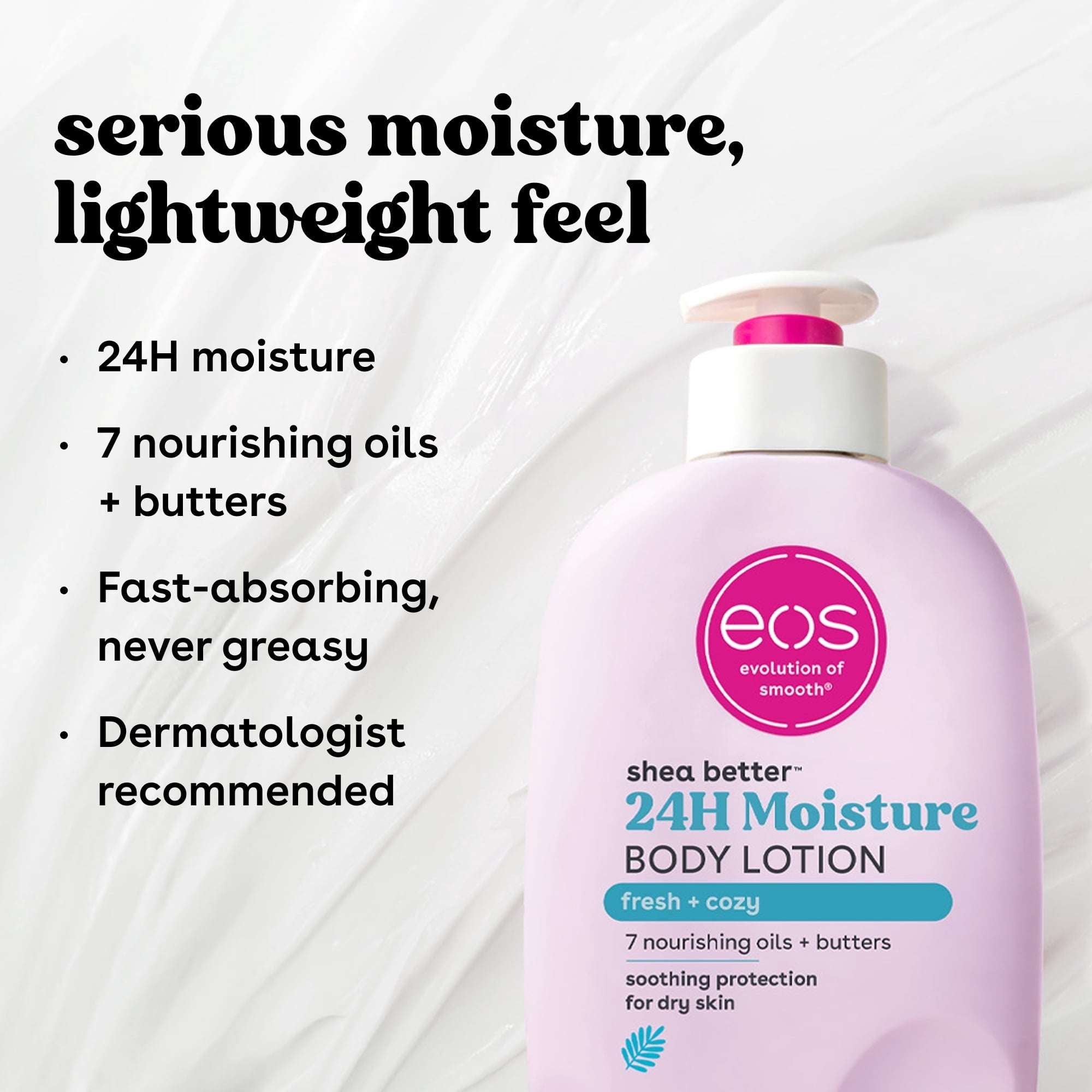 eos Shea Better Body Lotion- Fresh & Cozy, 24H Moisture for Dry Skin, 16 fl oz