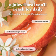 Jasmine and peach floral scent graphic with petal details