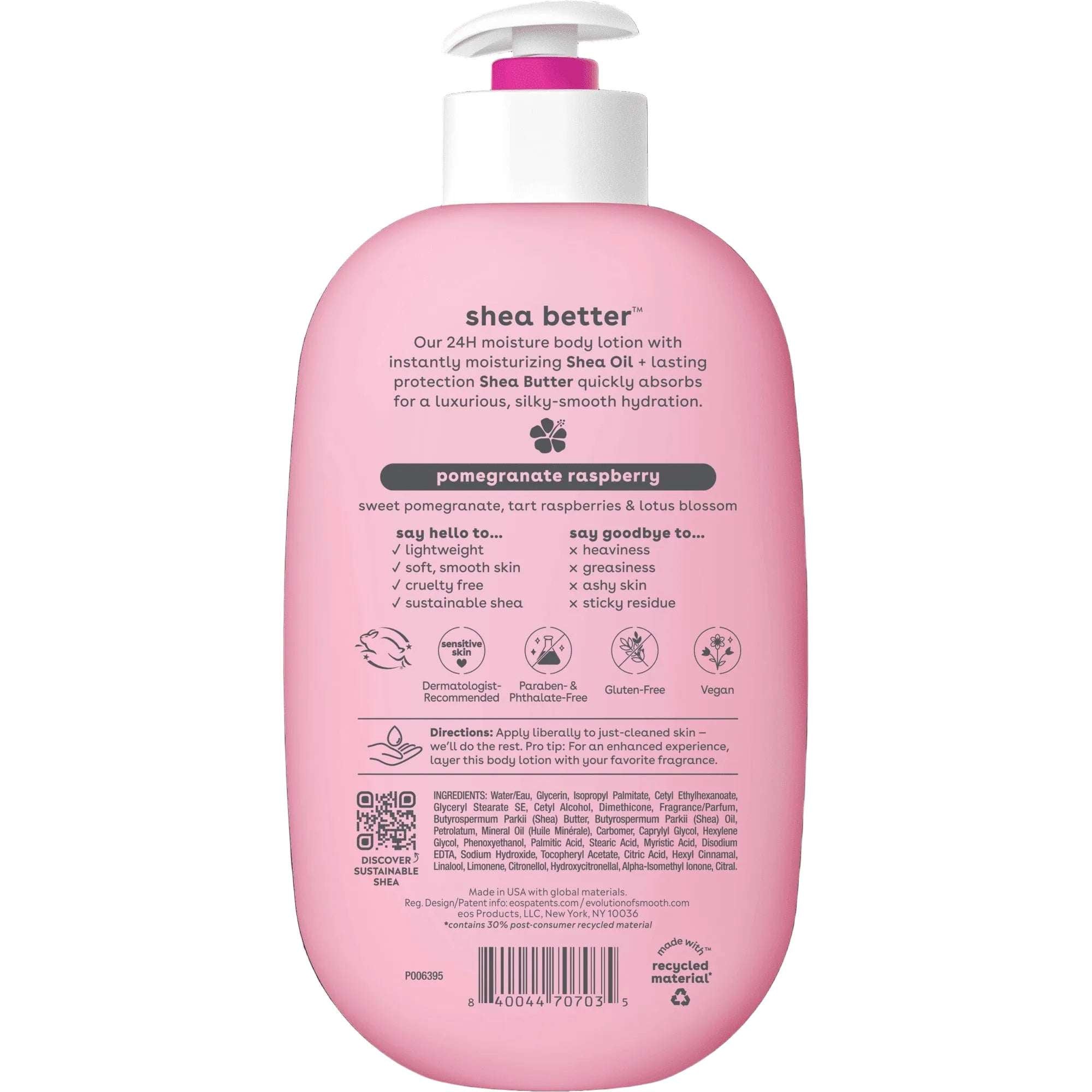 eos Shea Better Body Lotion - Pomegranate Raspberry, for Dry Skin, 16 fl oz