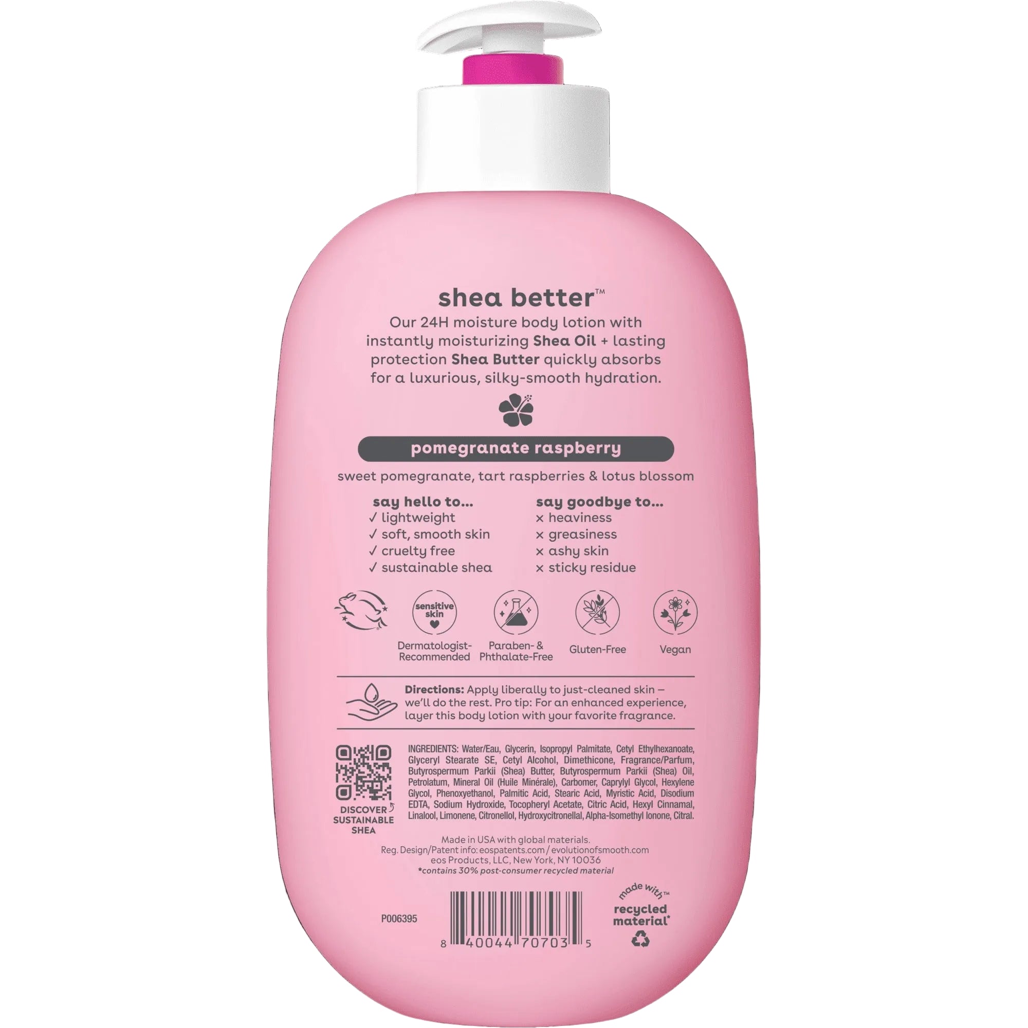 eos Shea Better Body Lotion - Pomegranate Raspberry, for Dry Skin, 16 fl oz