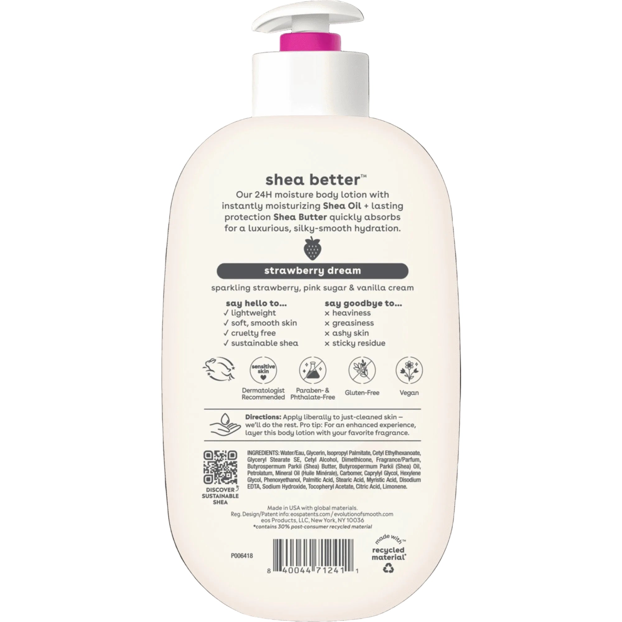 eos Shea Better Body Lotion for Dry Skin, Strawberry Dream, 16 fl oz