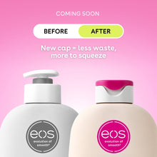 eos body lotion pump bottle with pink-and-cream bottle side-by-side
