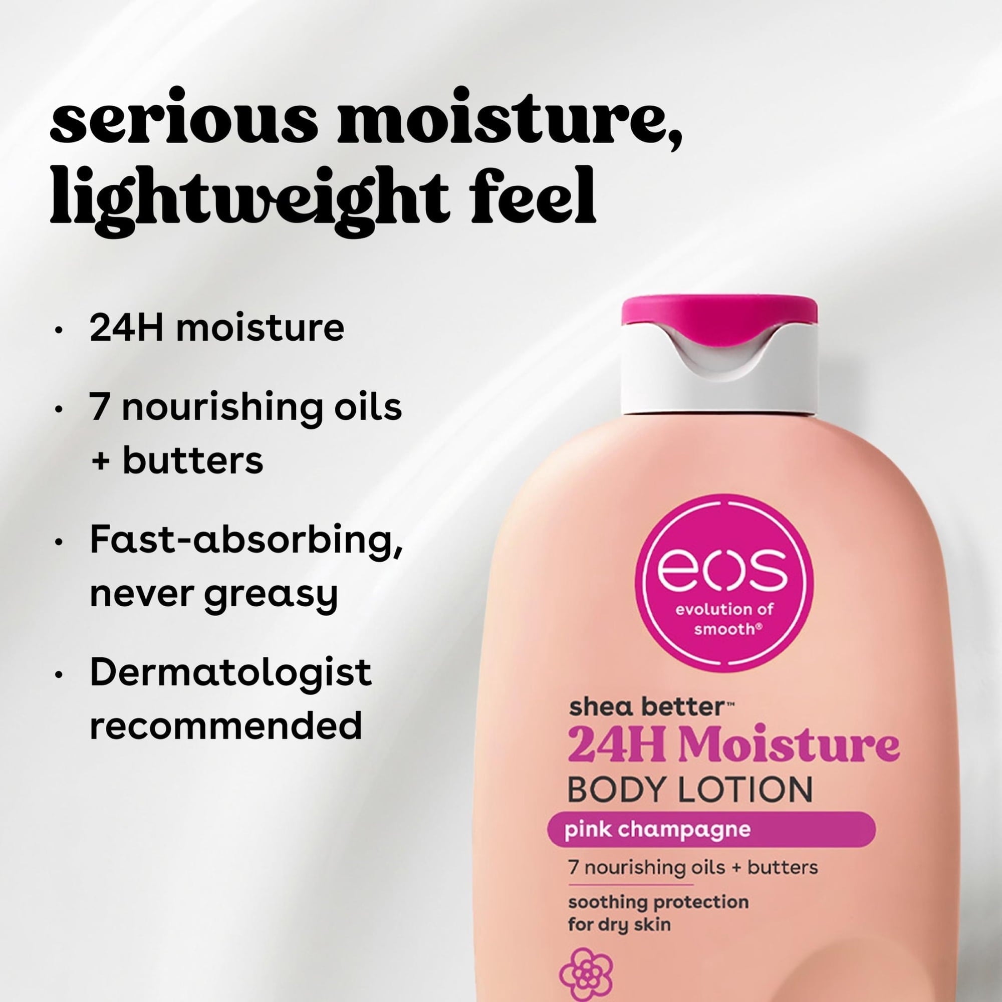 eos Shea Better Body Lotion for Dry Skin, Pink Champagne, 16 fl oz (PACK OF 3 )