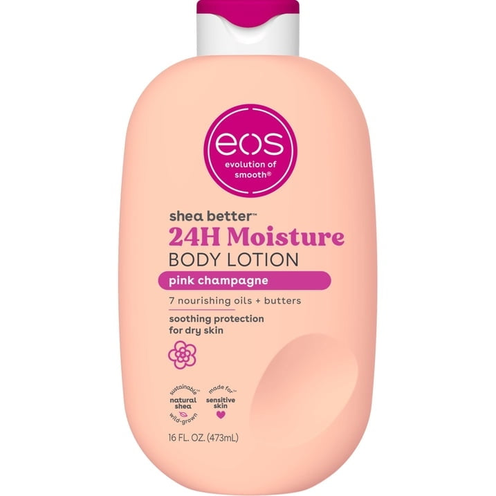 eos Shea Better Body Lotion for Dry Skin, Pink Champagne, 16 fl oz (PACK OF 3 )