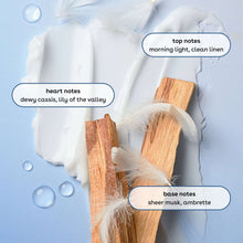 Creamy white lather and wood scent pieces for eos Cashmere body wash