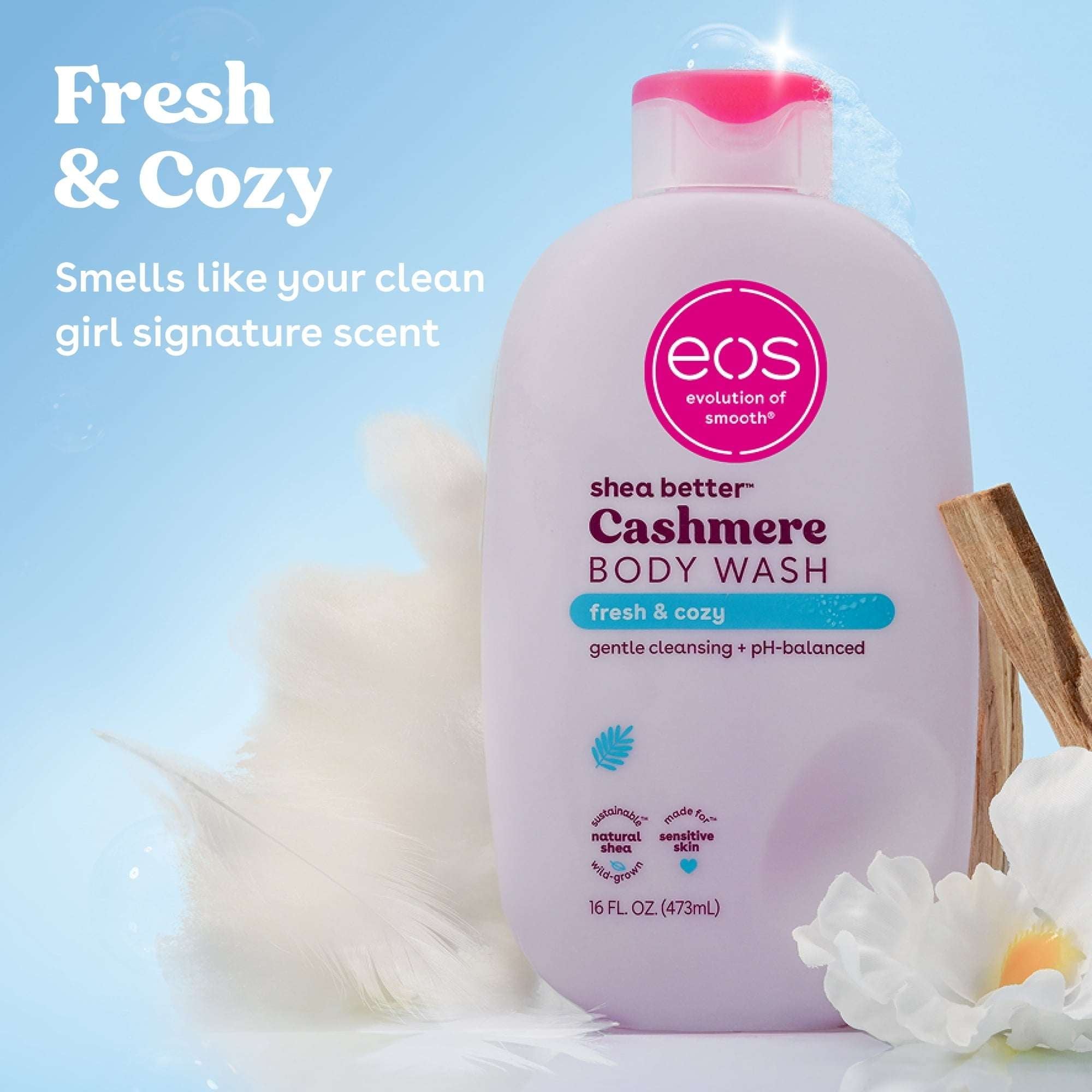 eos Shea Better Cashmere Body Wash - Fresh & Cozy-Coconut Waters, Creamy Gel Formula, 16 fl oz.