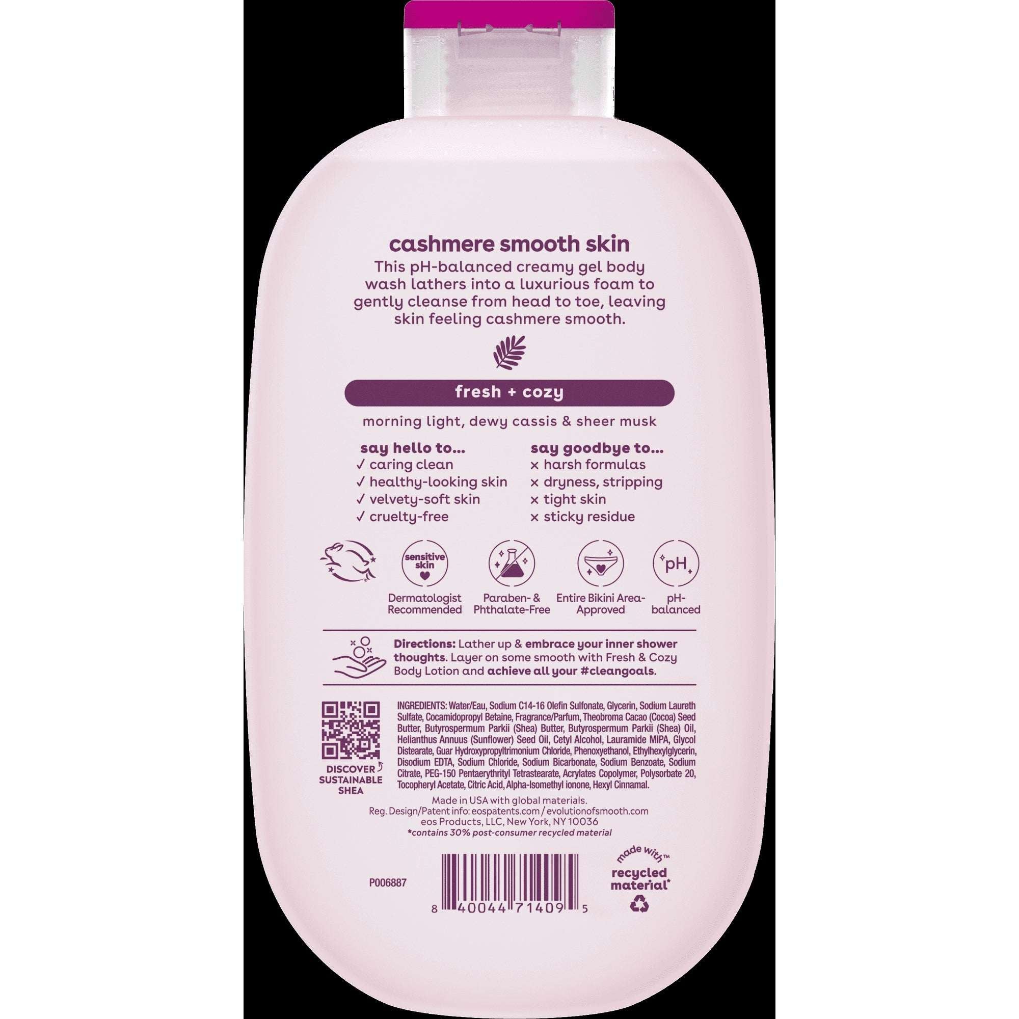 eos Shea Better Cashmere Body Wash - Fresh & Cozy-Coconut Waters, Creamy Gel Formula, 16 fl oz.