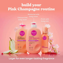 eos Pink Champagne routine set with body wash and lotion bottles