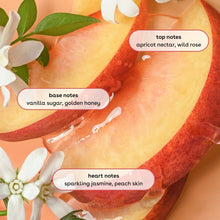 Scentscape detail showing peach and jasmine with notes over body wash lather.