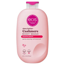 Cashmere body wash bottle in pink, Jasmine Peach scent, magenta pump cap.