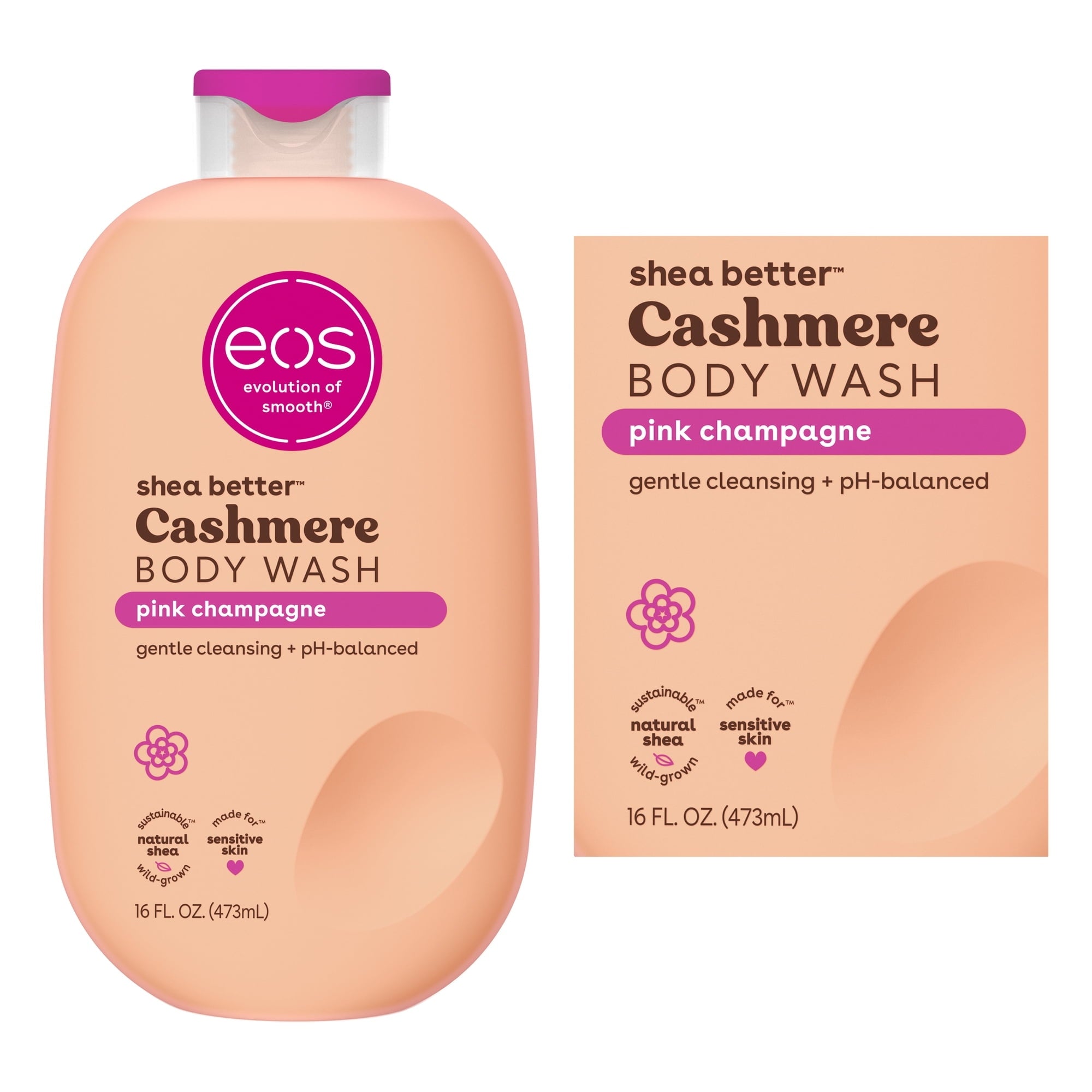 eos Shea Better Cashmere Body Wash, Pink Champagne, Creamy Gel Formula, 16 fl oz.