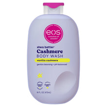 eos Shea Better Cashmere Body Wash bottle, vanilla cashmere cream cleanser, 16 fl oz