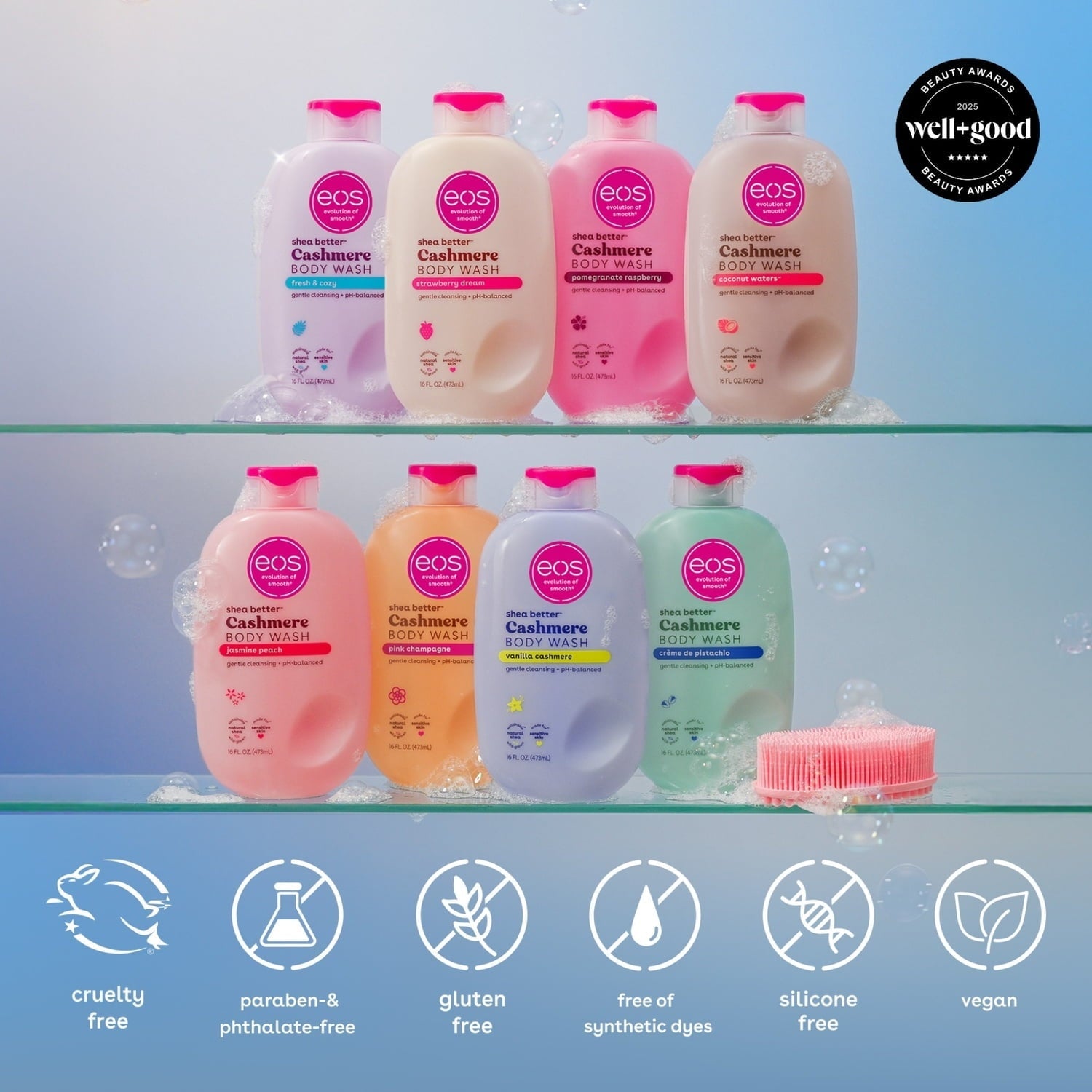 eos Shea Better Vanilla Cashmere Body Wash - Vanilla Cashmere, Creamy Gel Formula, Hyrdration for Dry Skin, 16 fl oz