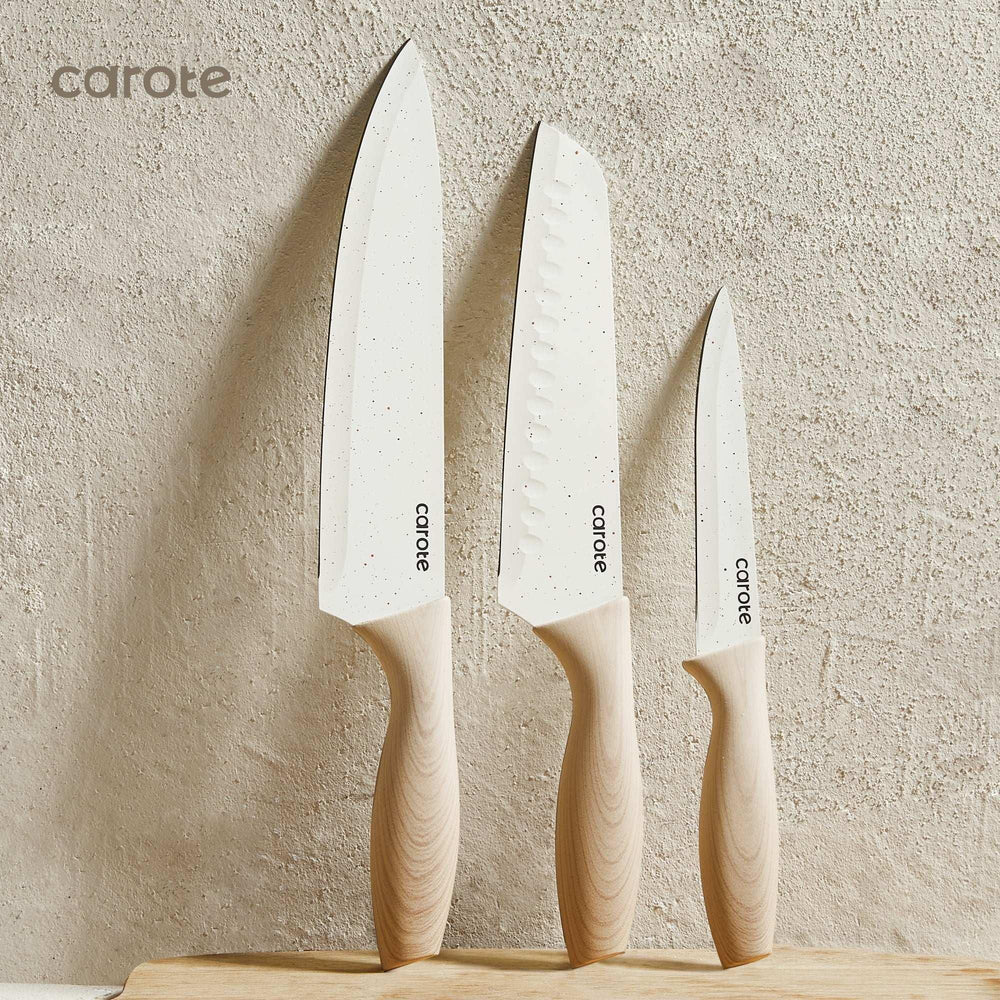 Carote 12Pcs Kitchen Knife Set with Blade Guards, White Granite Ceramic Knife, Stainless Steel - USA MEGA SHOP