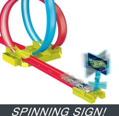 Hot Wheels Neon Speeders Track Set, Laser Stunt Slamway with 1 Car, Tri-Colored Track, Easy Storage - USA MEGA SHOP