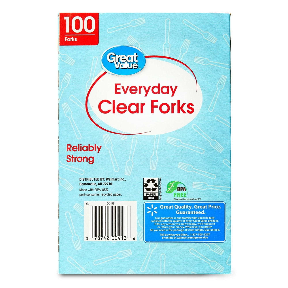 Great Value Everyday Clear Forks, 100 Count - USA MEGA SHOP