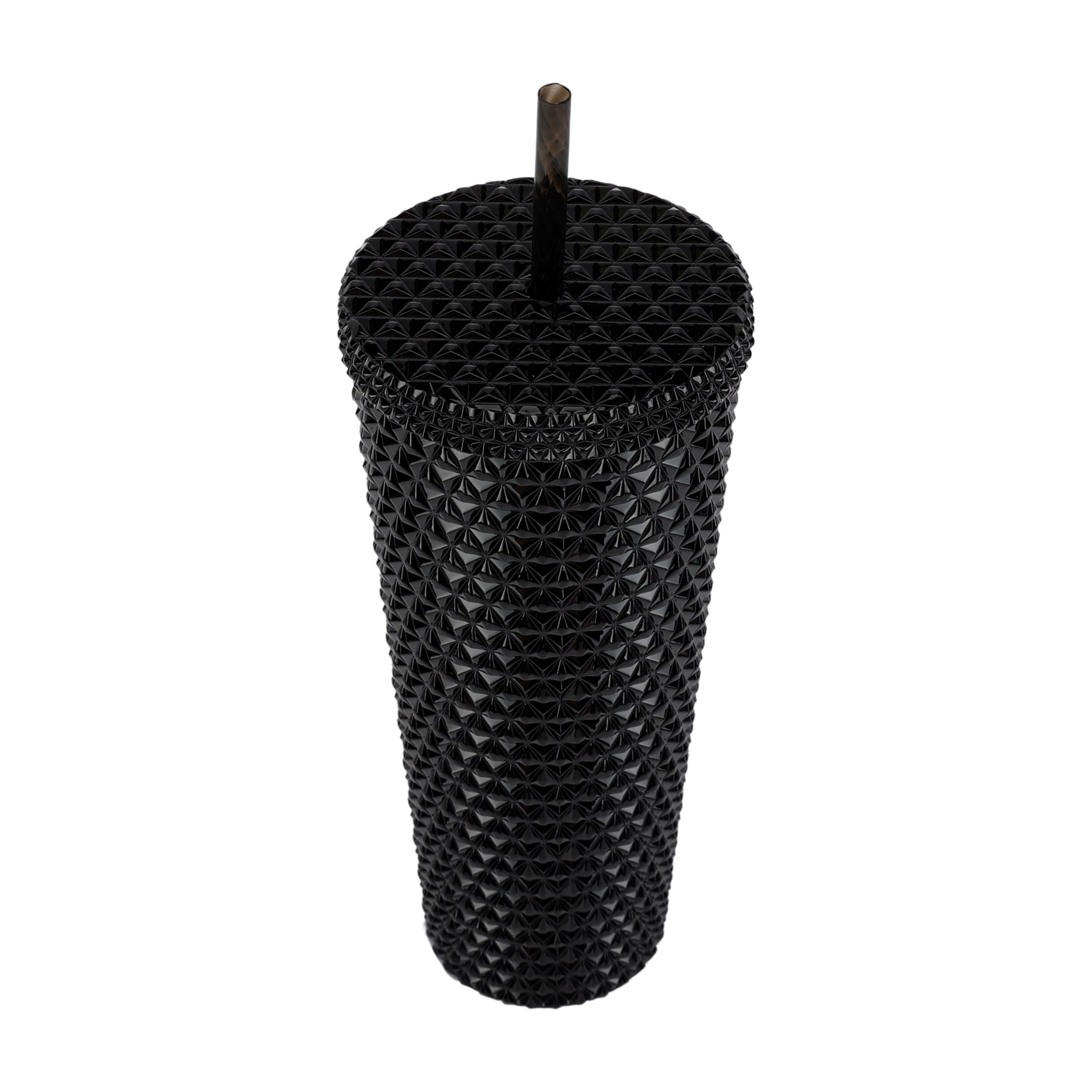 Mainstays 26-Ounce Capacity Plastic Double Wall Insulated Iridescent Textured Tumbler with Straw, Black